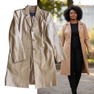 Leather Beige/Cream/Tan Coat/Jacket Wilson Leather Size L